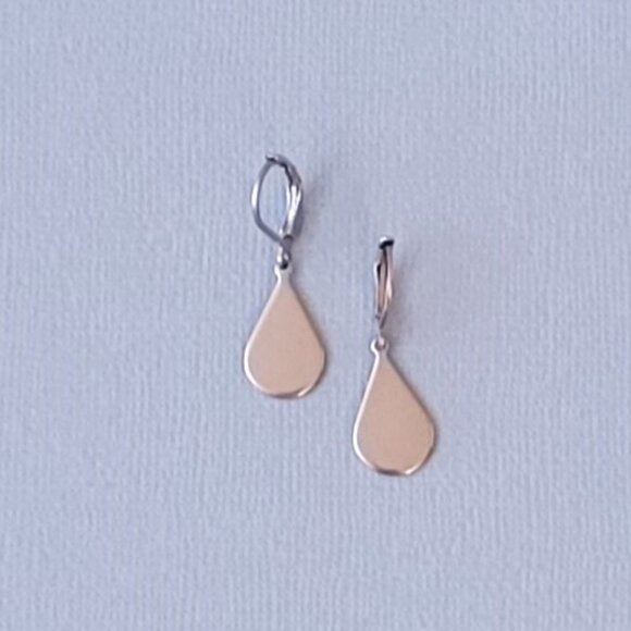 TEARDROP Stainless Steel Lever Back Earrings Minimalist - Picture 4 of 8